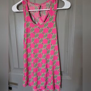 Zelos Womans Medium Pink And Green Seahorse Tank Top